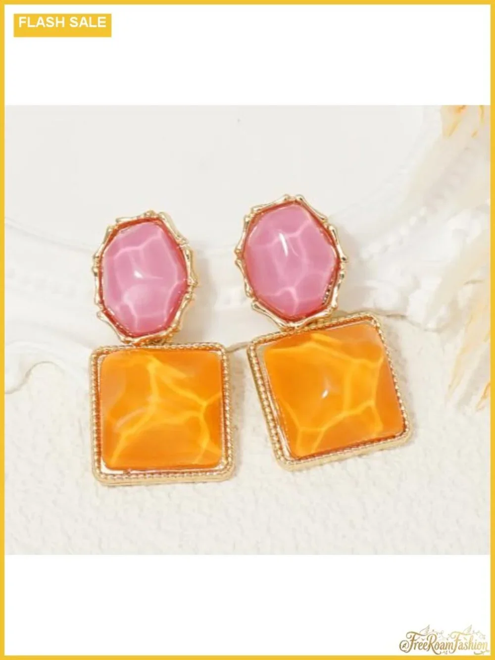 Asymmetrical Resin Acrylic Dangle Drop Earrings Boho Water Ripple Womens